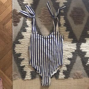 & Other Stories Blue White Shoulder Tie Swim 6